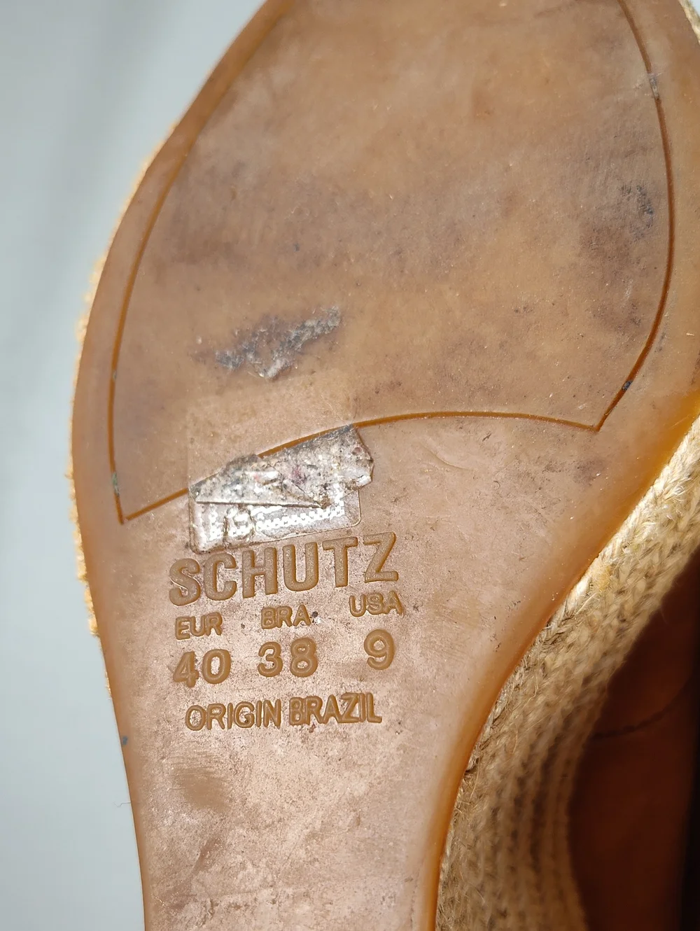 Schutz Ciara brown suede‎ high heel espadrille wedges 9